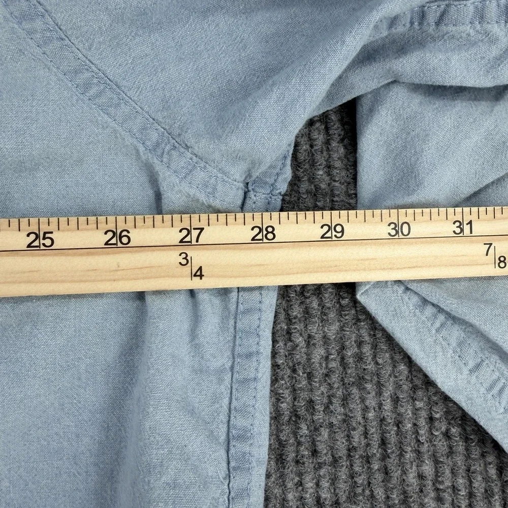 Vintage Wrangler Men's 2X Denim Chambray Western Button Up Shirt Cropped Fringe